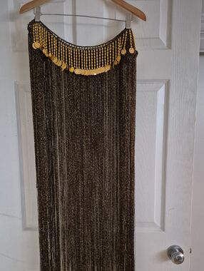 Gold Coin Fringe Maxi Skirt